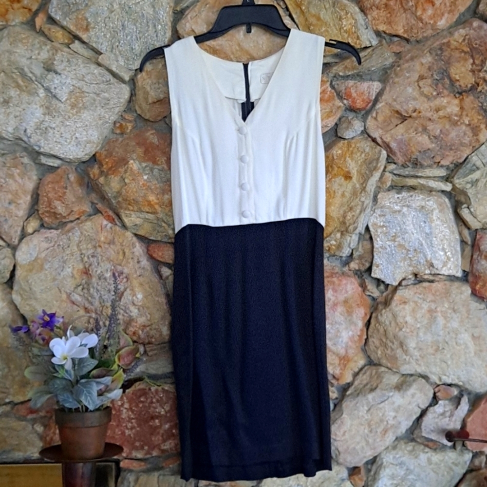 STEPS California Size Small Black Skirt with White Sleeveless Blouse 1PC Dress
